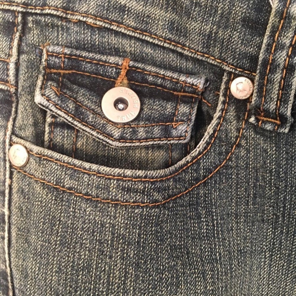 True People Denim Jeans Pants Size 3 Juniors Embroidered Low Rise Womens - Picture 10 of 12
